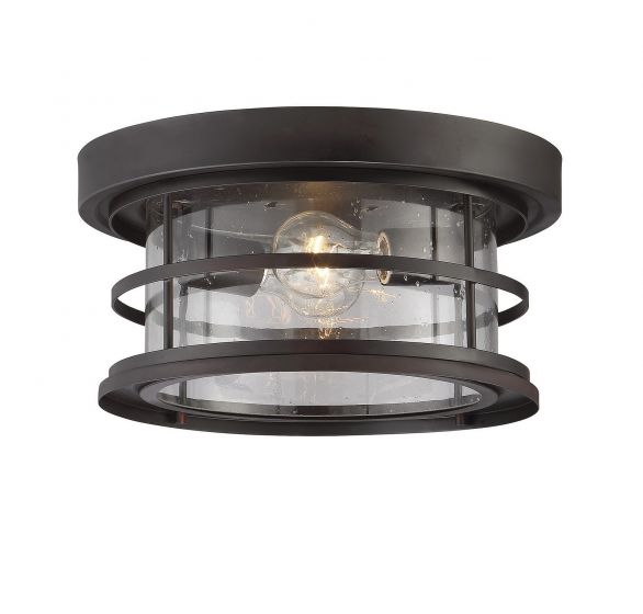 Savoy House Barrett Outdoor | Flush Mount Outdoor Flush Mounts Savoy House 13x13x6.75 Bronze Clear Seeded Glass