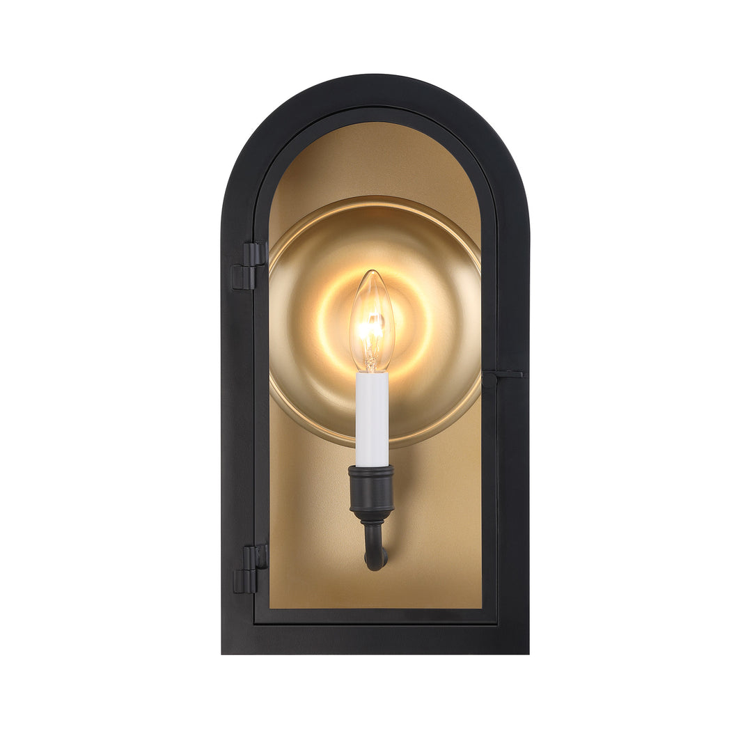 Savoy House Grotto Outdoor Wall Lantern in Matte Black with Vintage Gold