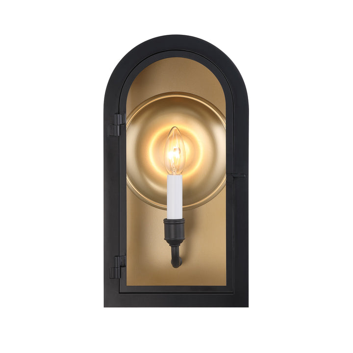 Savoy House Grotto Outdoor Wall Lantern in Matte Black with Vintage Gold