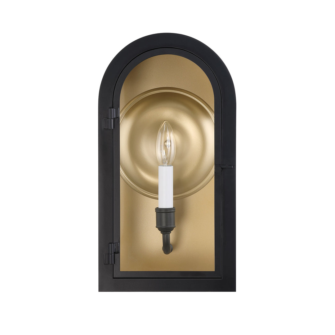 Savoy House Grotto Outdoor Wall Lantern in Matte Black with Vintage Gold