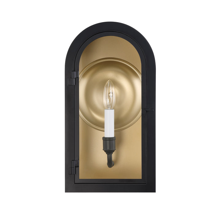 Savoy House Grotto Outdoor Wall Lantern in Matte Black with Vintage Gold