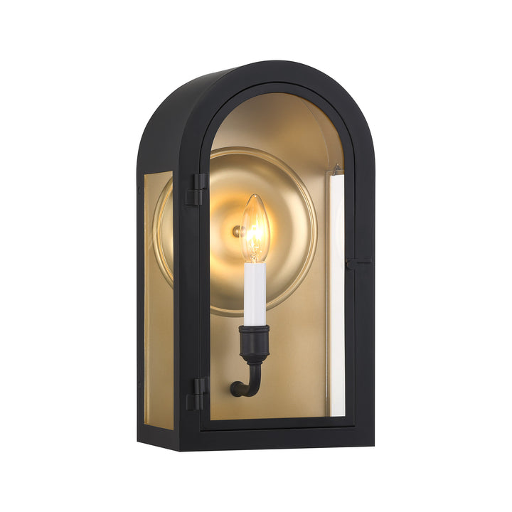 Savoy House Grotto Outdoor Wall Lantern in Matte Black with Vintage Gold