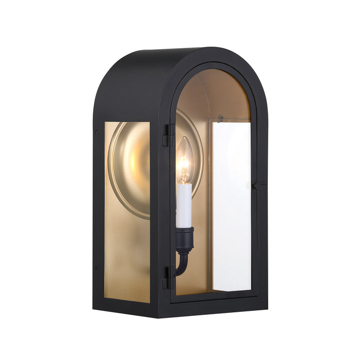 Savoy House Grotto Outdoor Wall Lantern in Matte Black with Vintage Gold