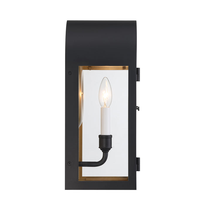 Savoy House Grotto Outdoor Wall Lantern in Matte Black with Vintage Gold