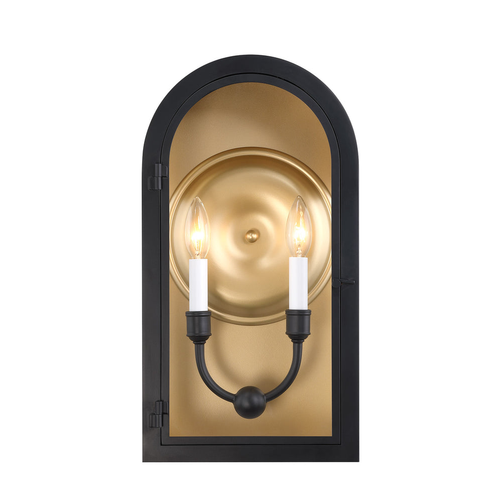 Savoy House Grotto Outdoor Wall Lantern in Matte Black with Vintage Gold
