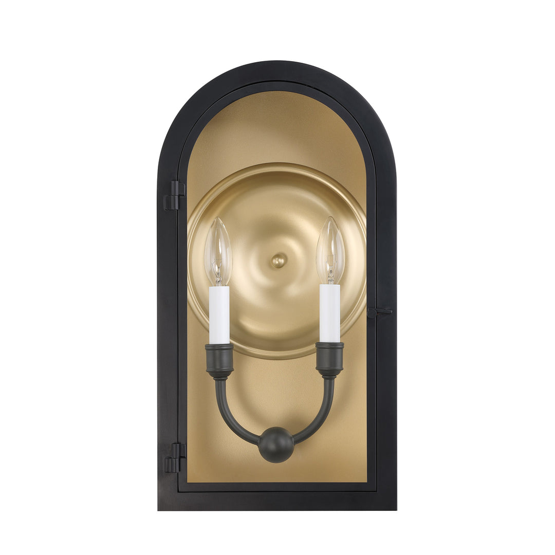 Savoy House Grotto Outdoor Wall Lantern in Matte Black with Vintage Gold