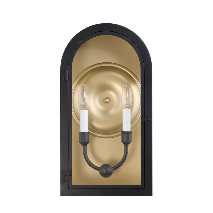 Savoy House Grotto Outdoor Wall Lantern in Matte Black with Vintage Gold