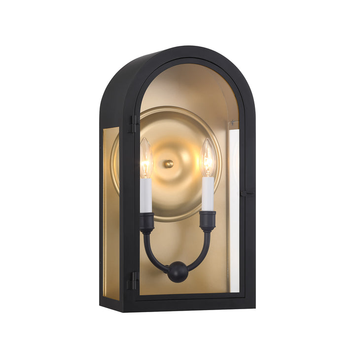 Savoy House Grotto Outdoor Wall Lantern in Matte Black with Vintage Gold