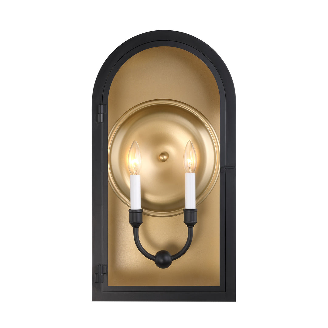 Savoy House Grotto Outdoor Wall Lantern in Matte Black with Vintage Gold