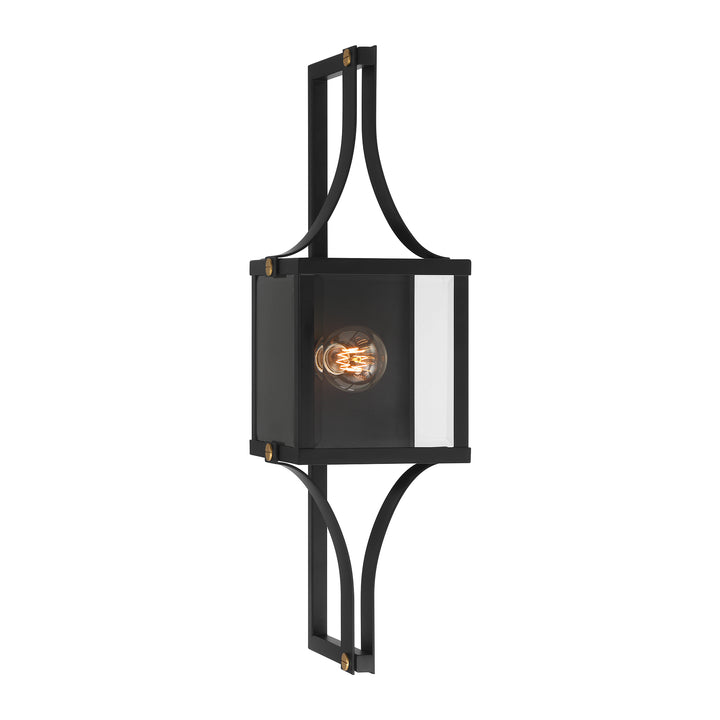 Savoy House Raeburn Outdoor Wall Lantern in Matte Black and Weathered Brushed Brass