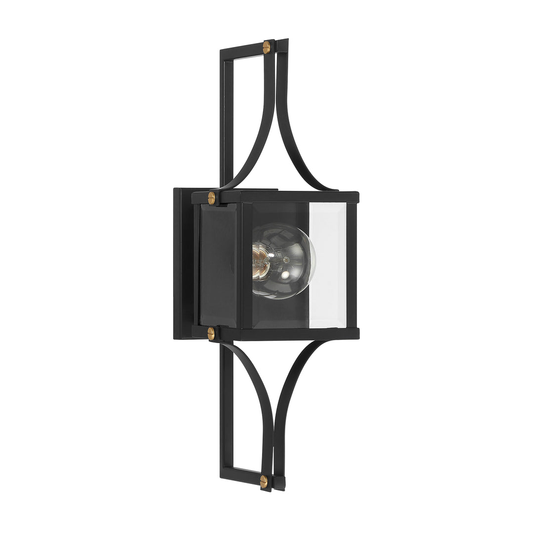 Savoy House Raeburn Outdoor Wall Lantern in Matte Black and Weathered Brushed Brass
