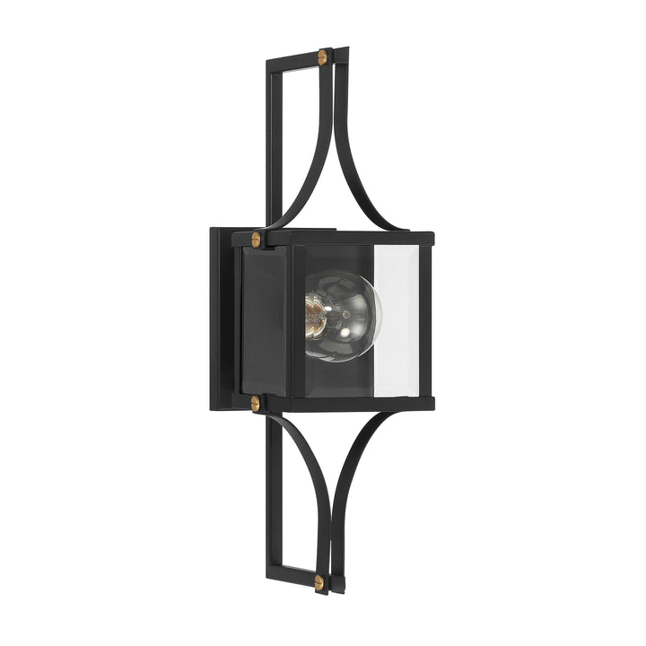 Savoy House Raeburn Outdoor Wall Lantern in Matte Black and Weathered Brushed Brass