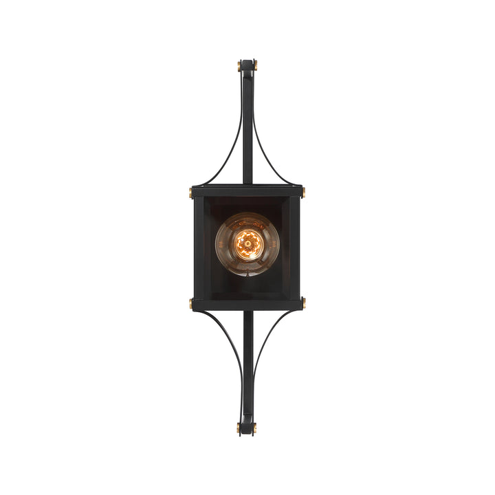 Savoy House Raeburn Outdoor Wall Lantern in Matte Black and Weathered Brushed Brass