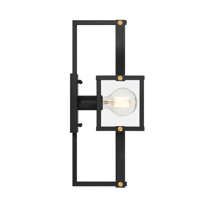 Savoy House Raeburn Outdoor Wall Lantern in Matte Black and Weathered Brushed Brass