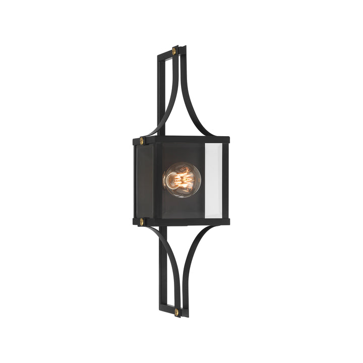 Savoy House Raeburn Outdoor Wall Lantern in Matte Black and Weathered Brushed Brass