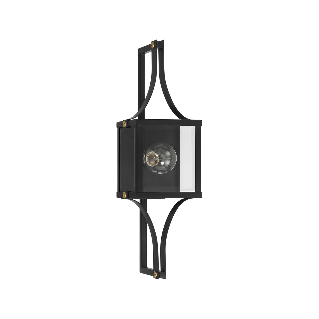 Savoy House Raeburn Outdoor Wall Lantern in Matte Black and Weathered Brushed Brass
