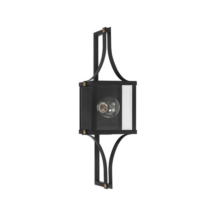 Savoy House Raeburn Outdoor Wall Lantern in Matte Black and Weathered Brushed Brass