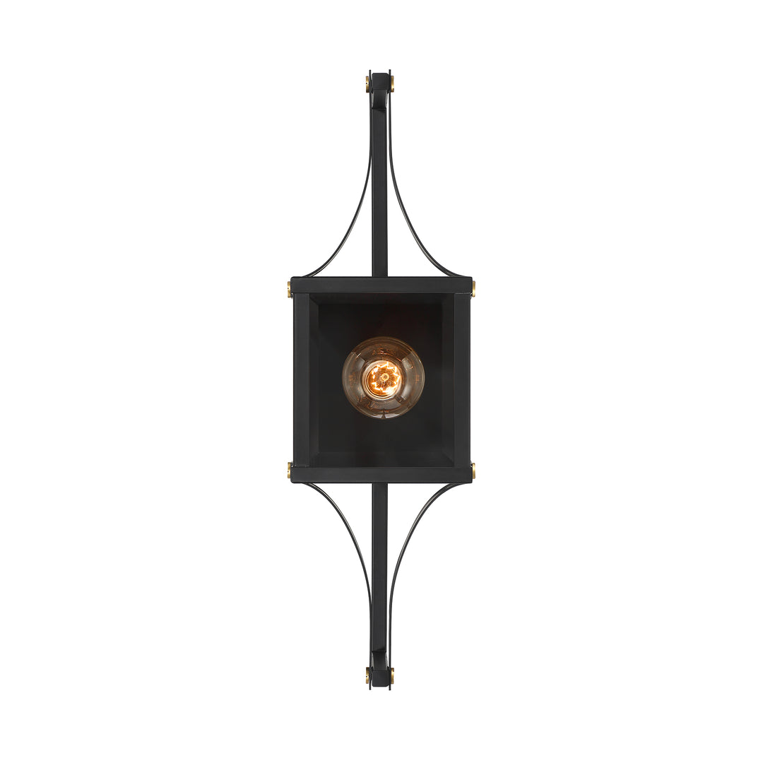 Savoy House Raeburn Outdoor Wall Lantern in Matte Black and Weathered Brushed Brass