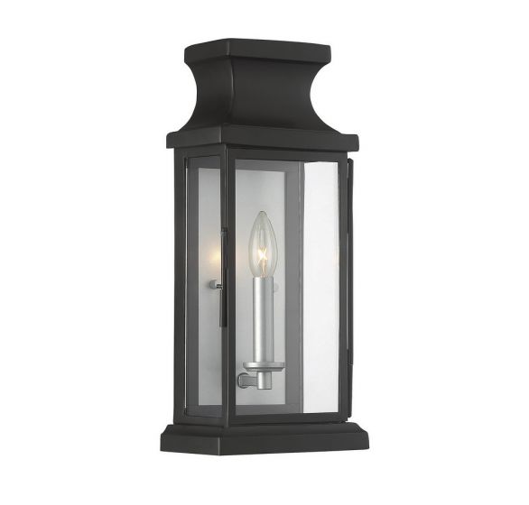 Savoy House Brooke Outdoor | Wall Lantern Outdoor Wall Lights Savoy House 7.25x7.25x17 Black Clear Glass