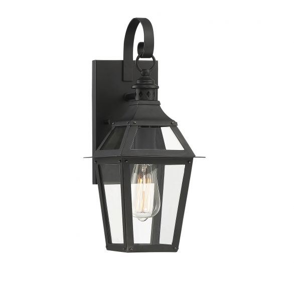 Savoy House Jackson Outdoor | Wall Lantern Outdoor Wall Lights Savoy House 7x7x17.5 Black Clear Glass