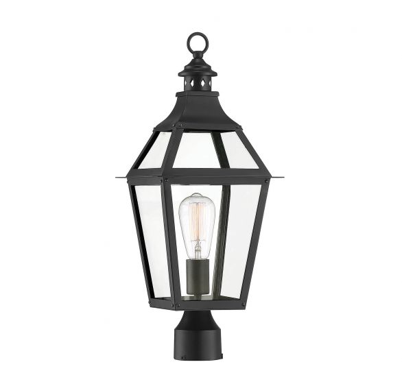 Savoy House Jackson Outdoor | Post Lantern Pier & Post Mount Lights Savoy House 9x9x22.75 Black Clear Glass