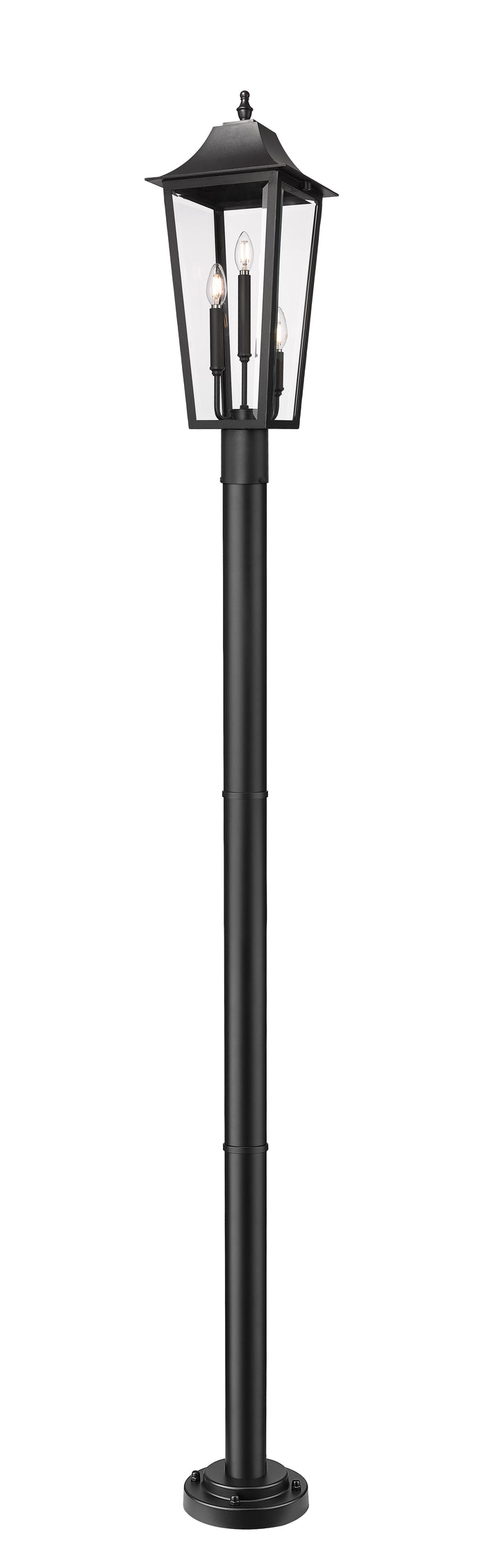 Z-Lite Gannon 5008PHBR-5012P-BK 3 Light Outdoor Post Mounted Fixture