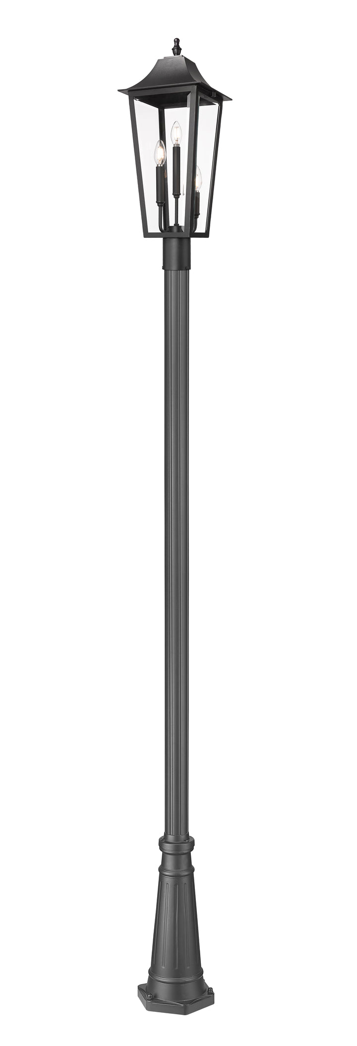 Z-Lite Gannon 5008PHBR-519P-BK 3 Light Outdoor Post Mounted Fixture