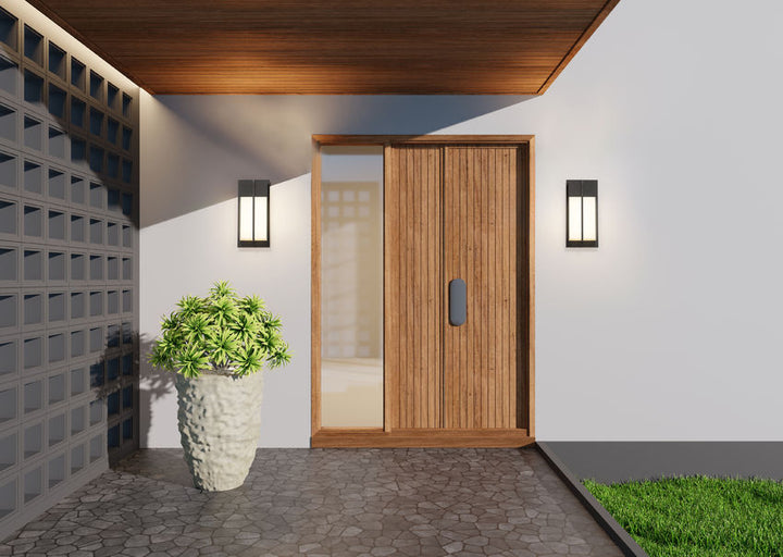 Z-Lite Nyx Outdoor Wall Light installed on a home exterior