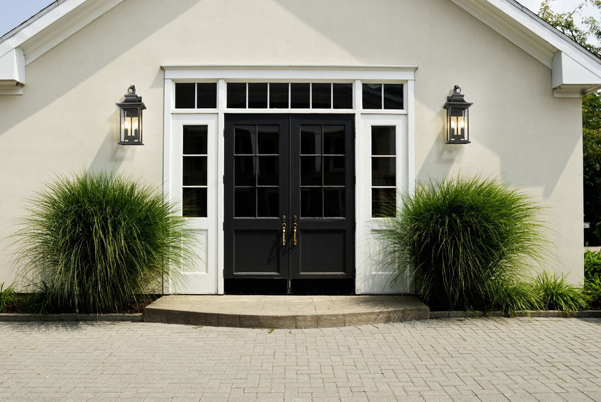 Z-Lite Tiberius Outdoor Wall Light installed on a home exterior
