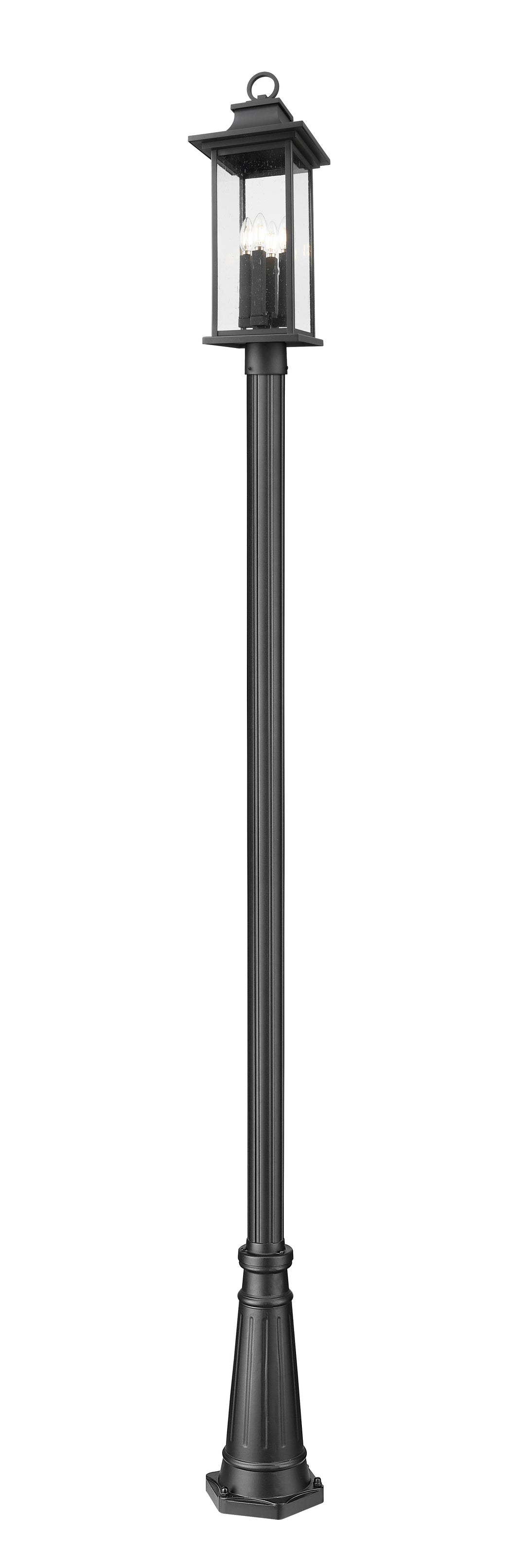 Z-Lite Tiberius 5017PHBR-5011P-BK 4 Light Outdoor Post Mounted Fixture