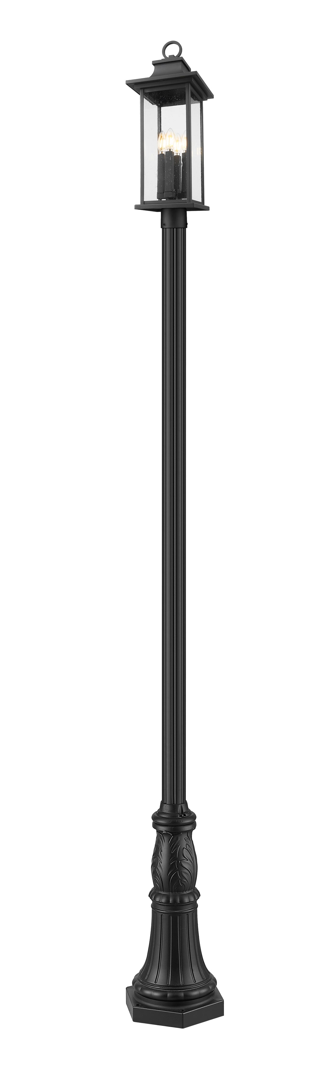 Z-Lite Tiberius 5017PHBR-518P-BK 4 Light Outdoor Post Mounted Fixture