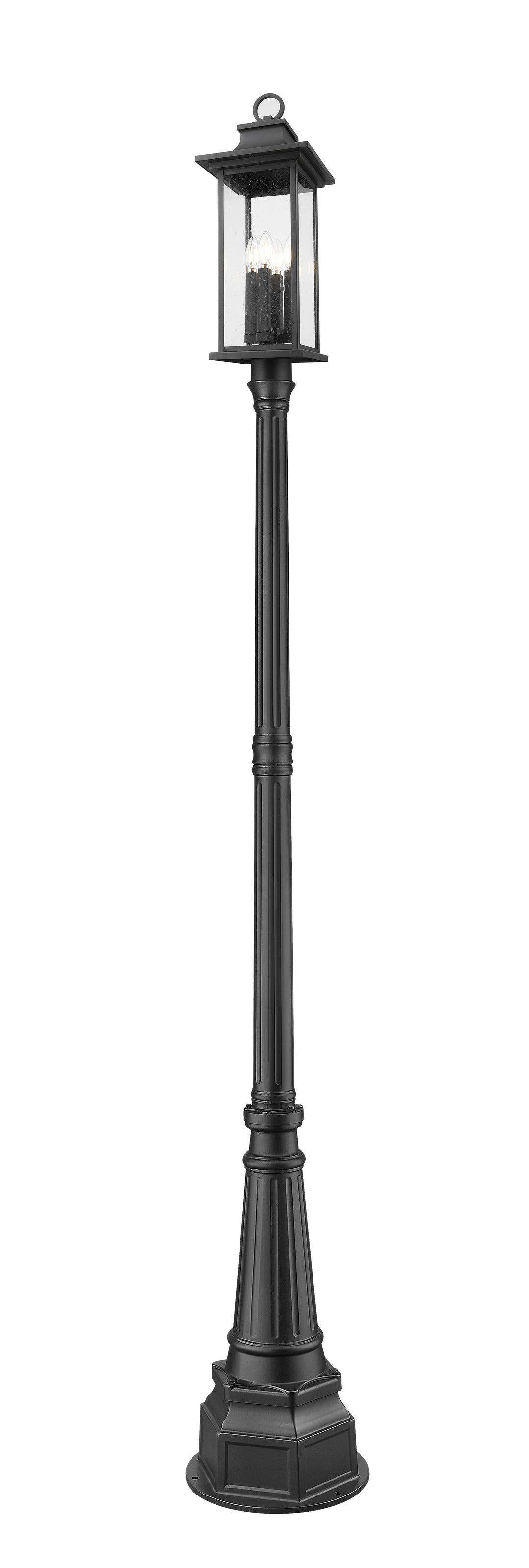 Z-Lite Tiberius 5017PHBR-564P-BK 4 Light Outdoor Post Mounted Fixture