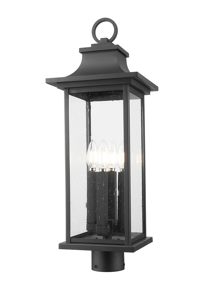 Z-Lite Tiberius 5017PHBR-BK 4 Light Outdoor Post Mount Fixture