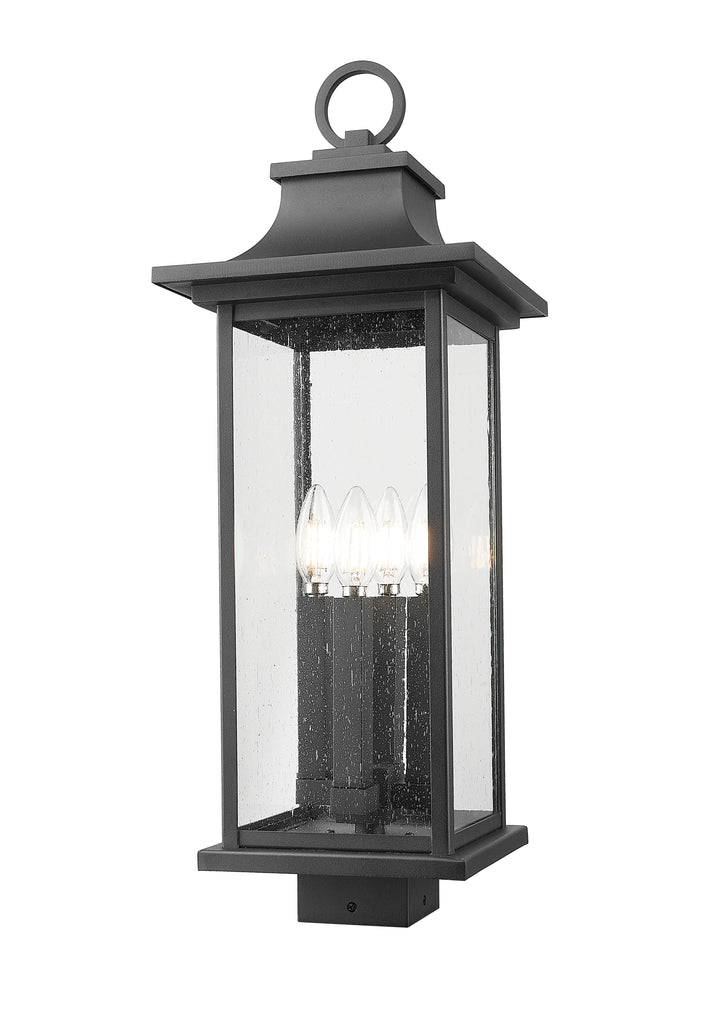 Z-Lite Tiberius 5017PHBS-BK 4 Light Outdoor Post Mount Fixture