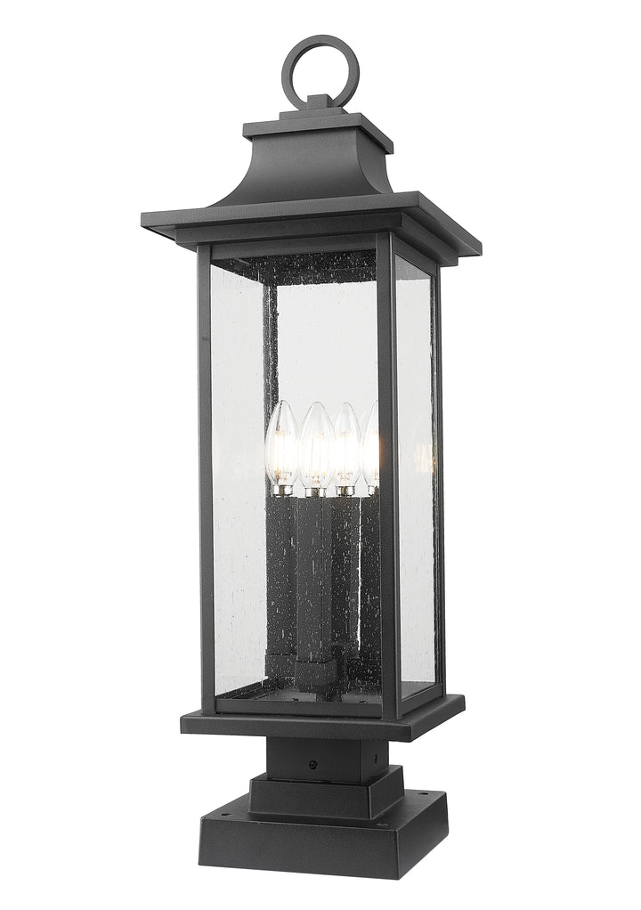 Z-Lite Tiberius 5017PHBS-SQPM-BK 4 Light Outdoor Pier Mounted Fixture