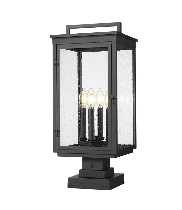 Z-Lite Hartwell 5019PHBS-SQPM-BK 4 Light Outdoor Pier Mounted Fixture