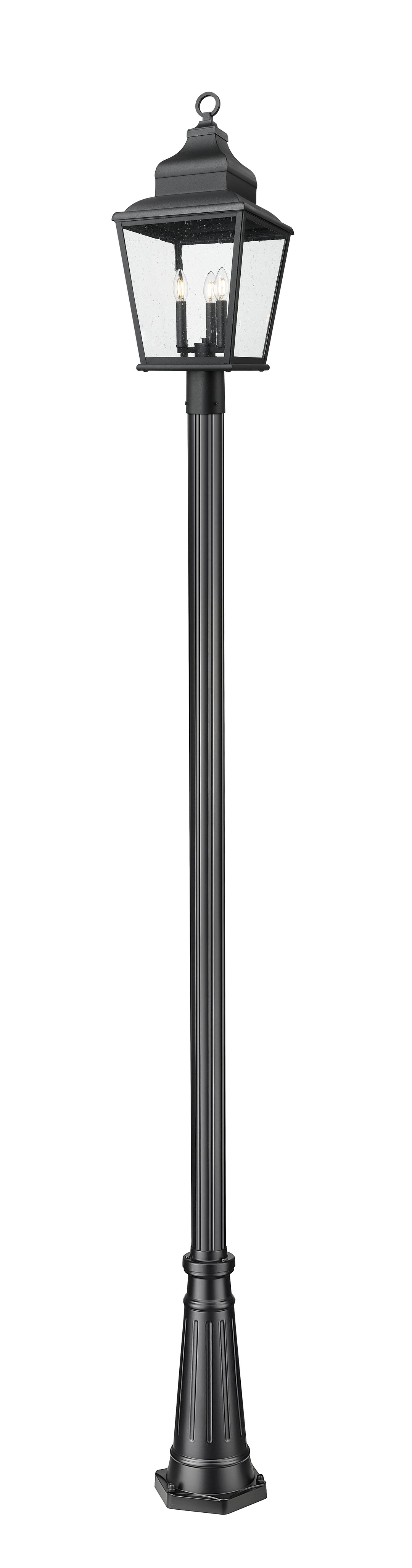 Z-Lite Raphael 5029PHBR-5011P-BK 3 Light Outdoor Post Mounted Fixture