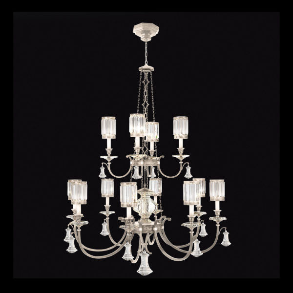 Fine Art Handcrafted Lighting Eaton Place 53"W Round Chandelier in Warm Muted Silver Leaf (584740-2ST)