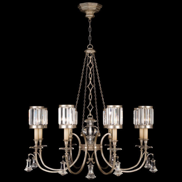Fine Art Handcrafted Lighting Eaton Place 43"W Round Chandelier in Warm Muted Silver Leaf (585240-2ST)