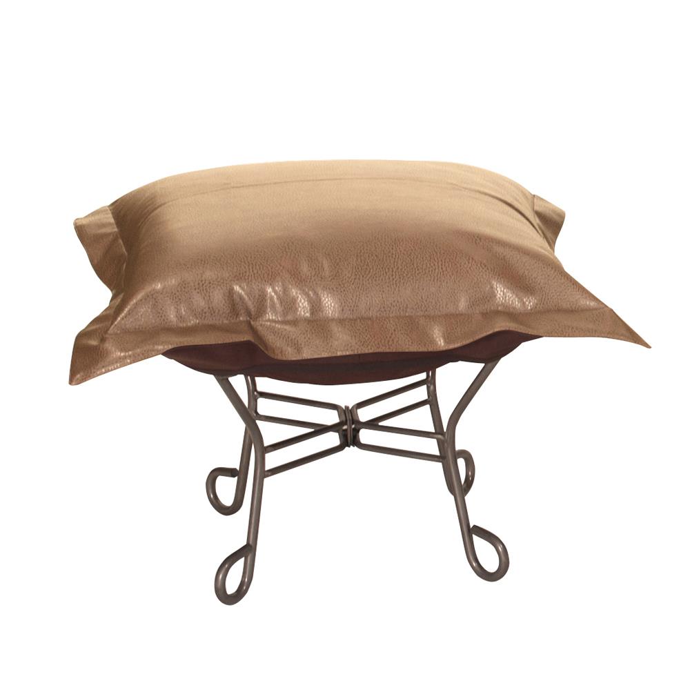 Howard Elliott Collection Scroll Puff Ottoman Avanti Bronze Titanium Frame Ottomans Howard Elliott Collection   