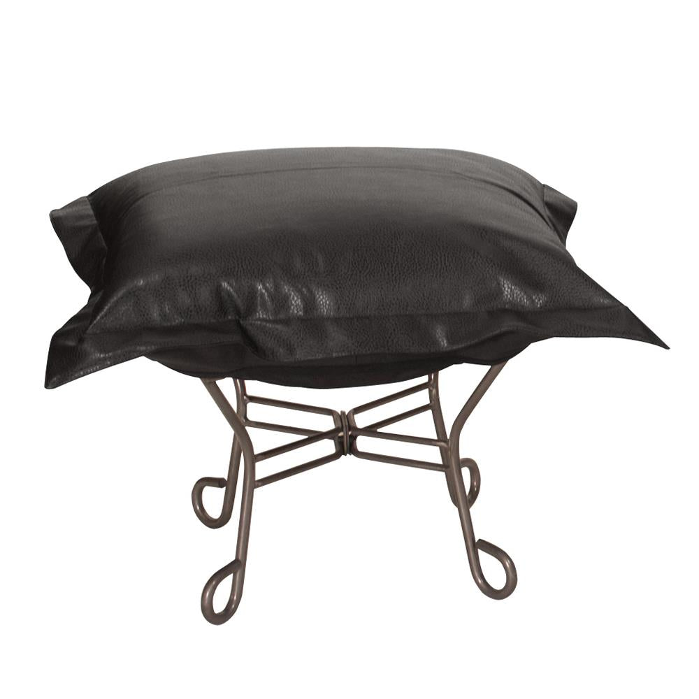 Howard Elliott Collection Scroll Puff Ottoman Avanti Black Titanium Frame Ottomans Howard Elliott Collection   