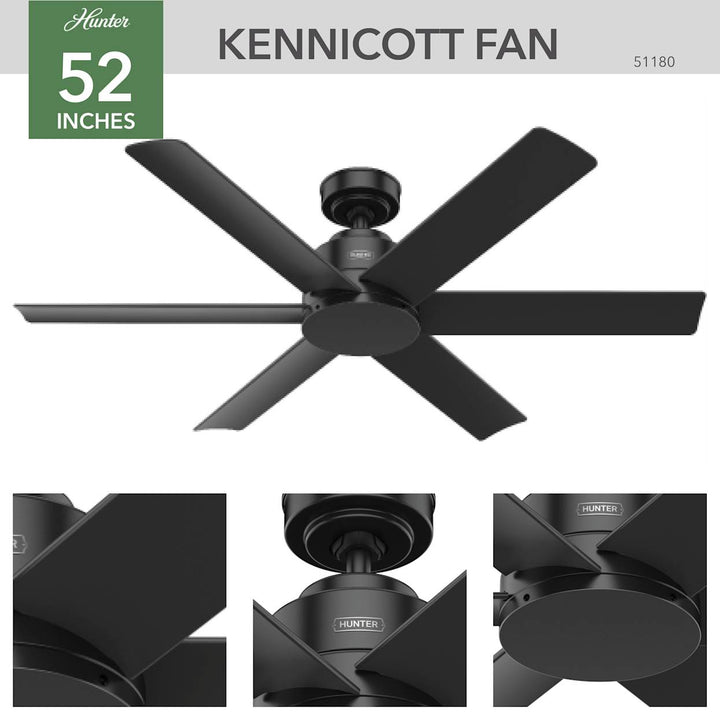 Hunter Kennicott Outdoor 52 inch 51180 Outdoor Ceiling Fans Hunter Black  