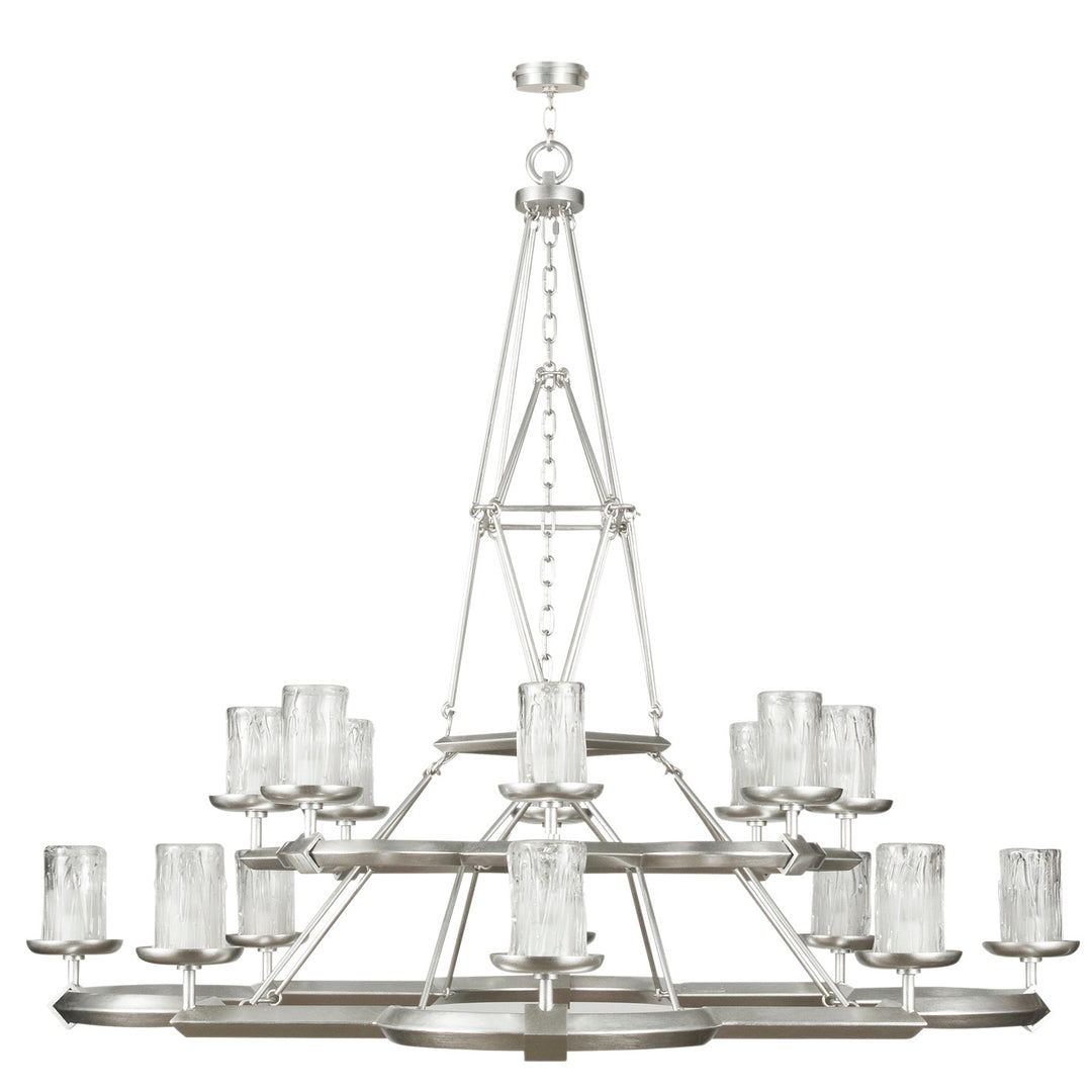 Fine Art Handcrafted Lighting Liaison 58"W Round Chandelier in Standard Silver Leaf (860540-2ST)