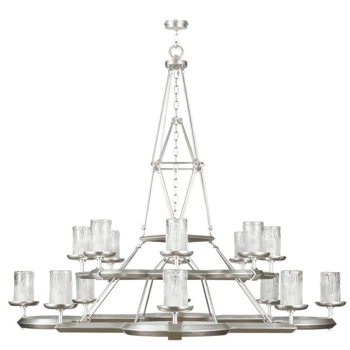 Fine Art Handcrafted Lighting Liaison 58"W Round Chandelier in Standard Silver Leaf (860540-2ST)