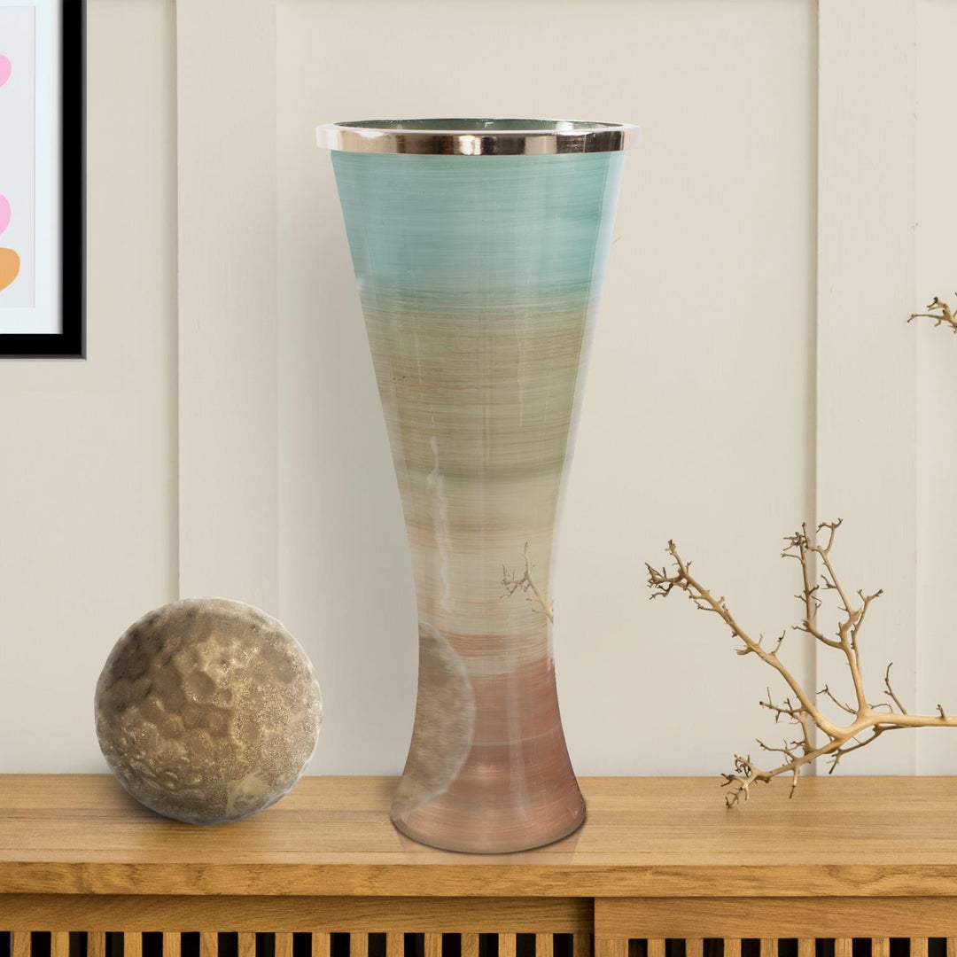 Howard Elliott Collection Capri Stripe Flared Glass Vase, Large Vases Howard Elliott Collection   