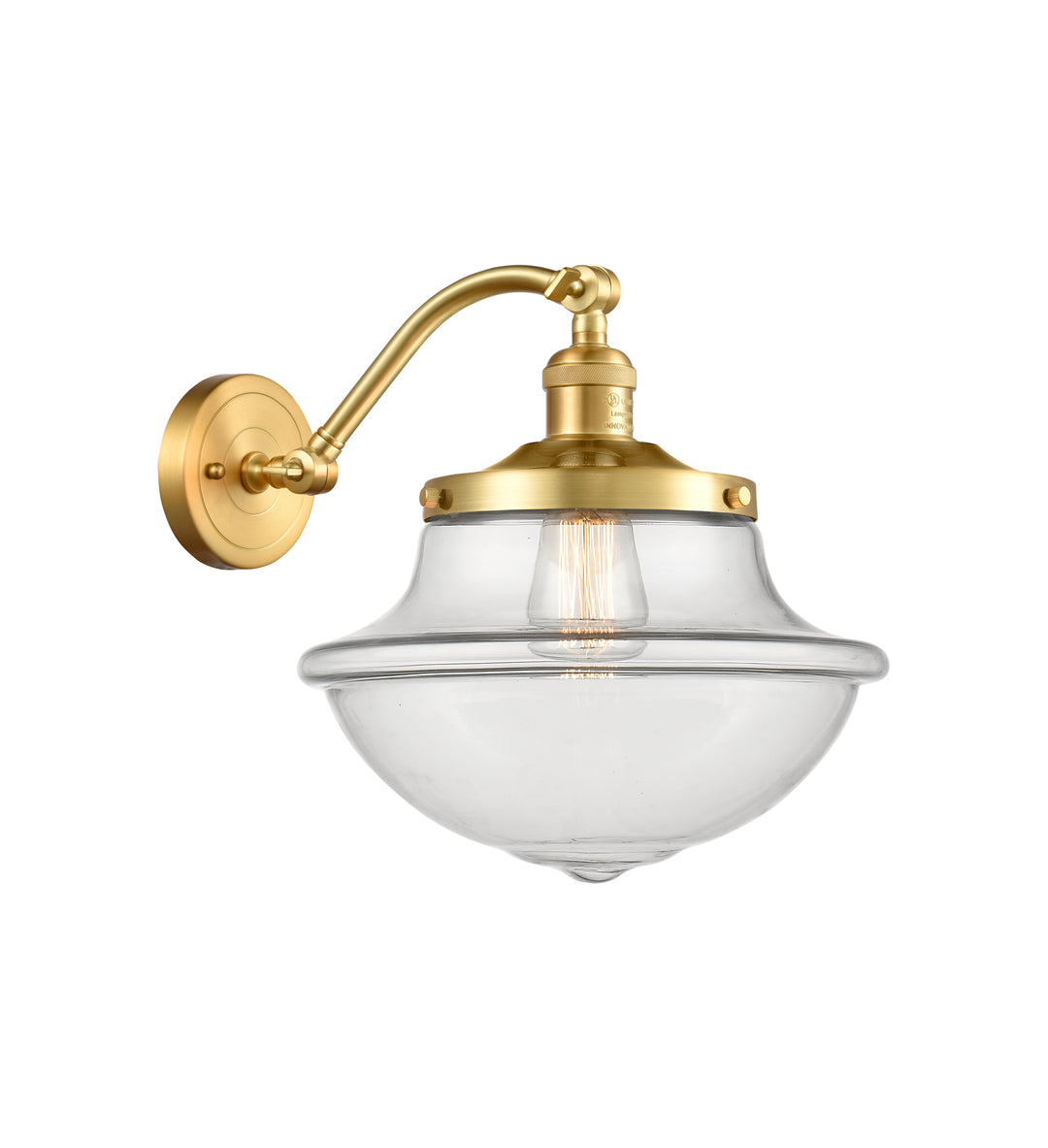 Innovations Lighting Oxford 8" Sconce - Satin Gold Wall Sconces Innovations Lighting Clear ; Glass Type: Transparent  