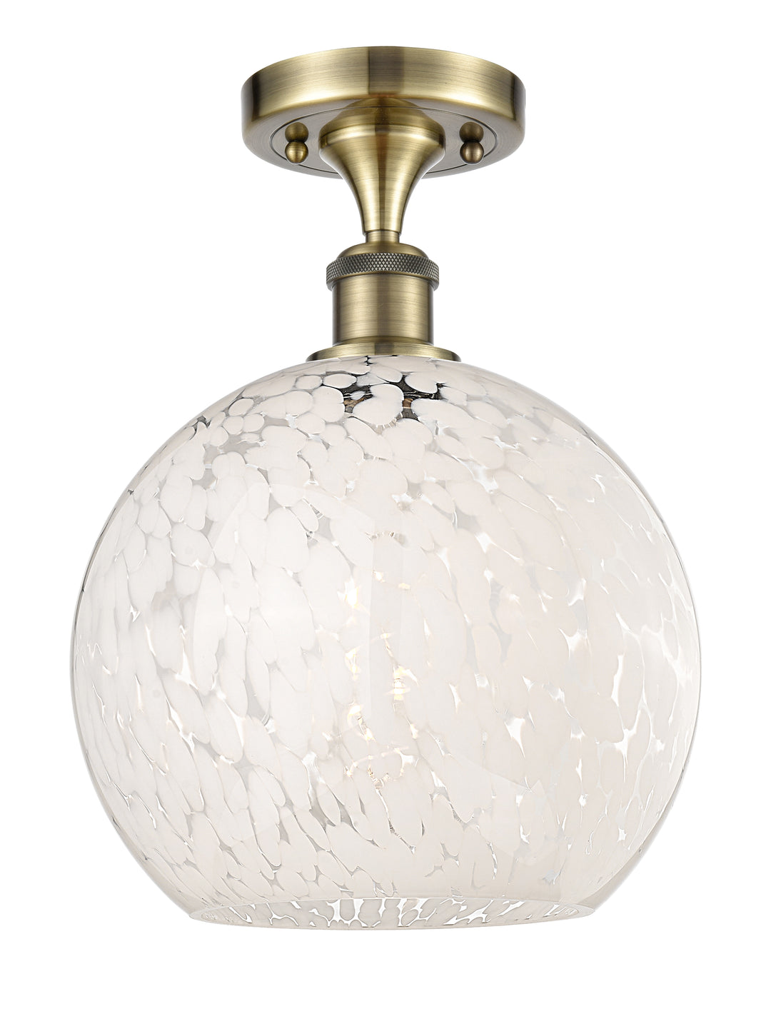 Innovations Lighting White Mouchette 10" Semi-Flush Mount - Antique Brass
