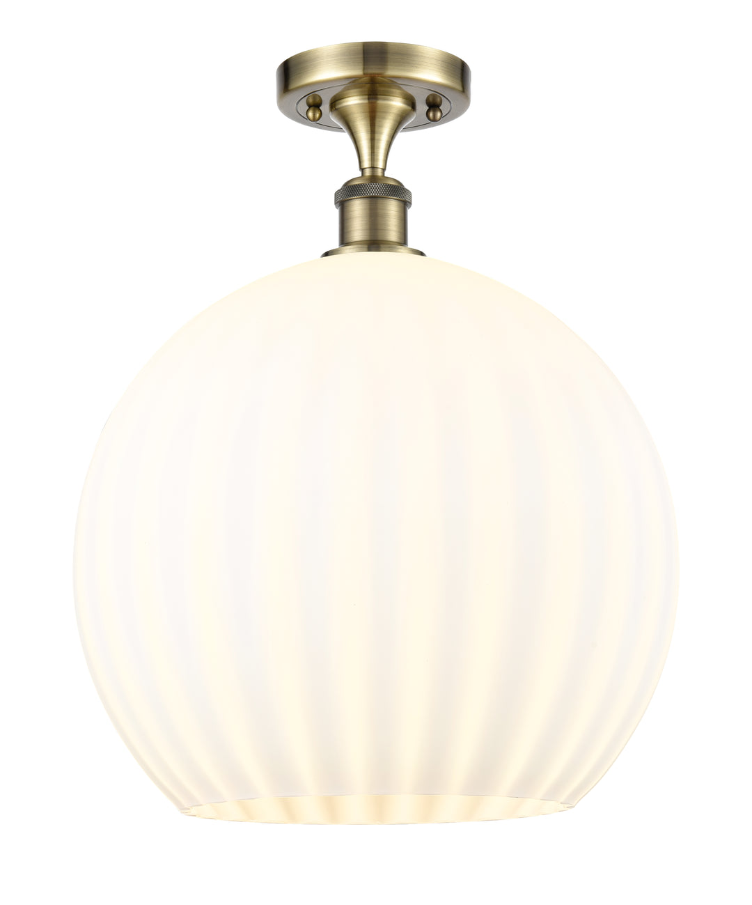 Innovations Lighting White Venetian 14" Semi-Flush Mount - Antique Brass Ceiling Semi Flush Mounts Innovations Lighting   