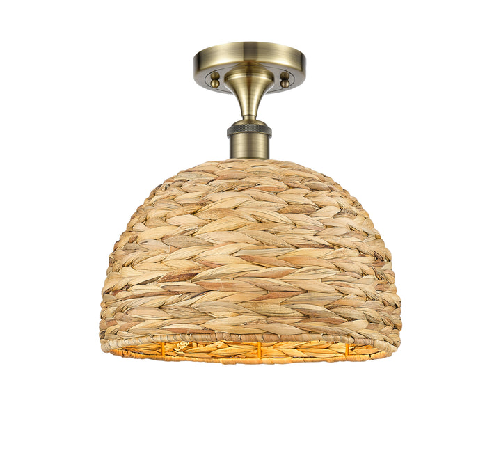 Innovations Lighting Woven Rattan 12" Semi-Flush Mount