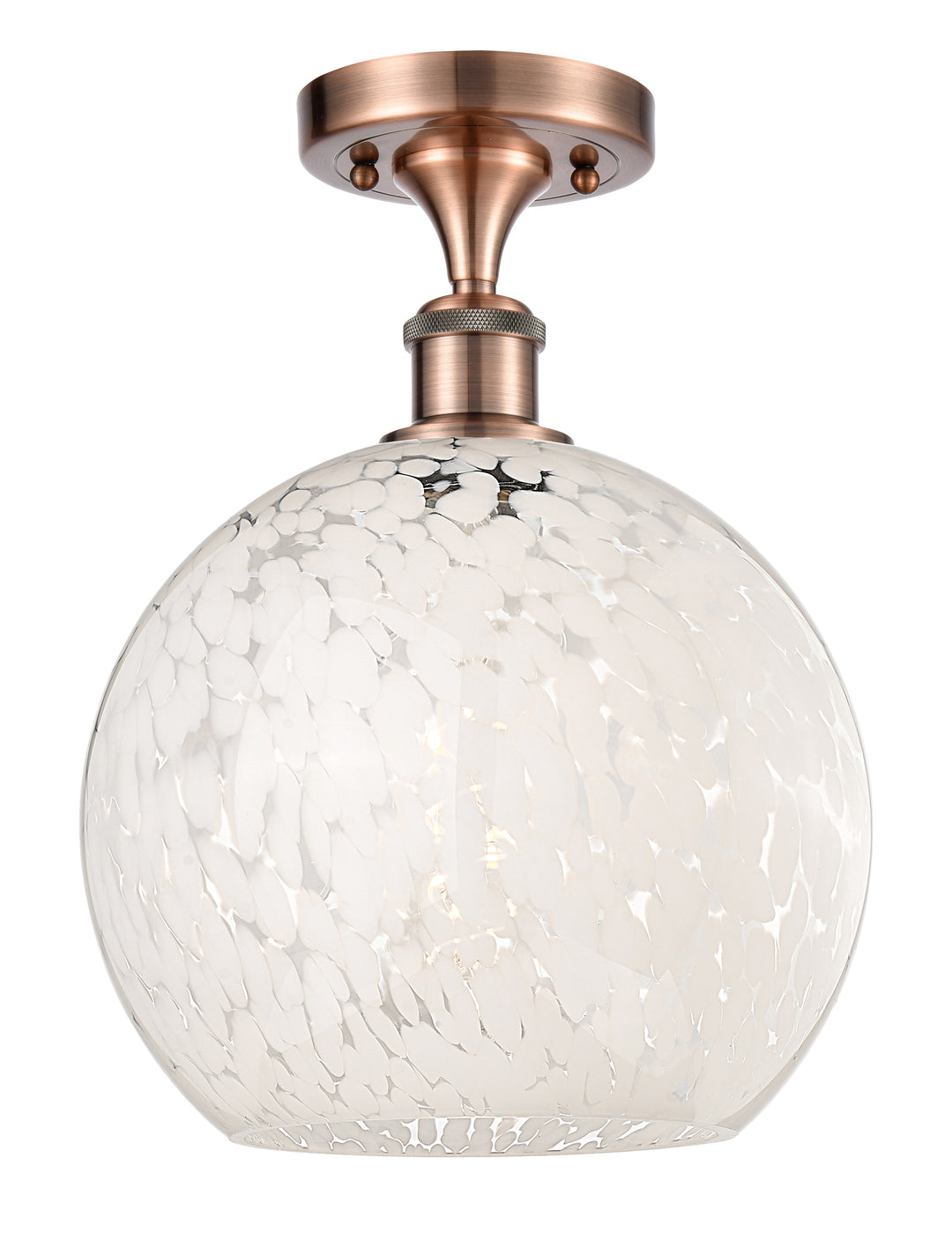 Innovations Lighting White Mouchette 10" Semi-Flush Mount - Antique Copper